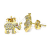 Arete Dormilona 02.342.0174 Oro Laminado, Diseño de Elefante, con Blanca and Rubi Micro Pave, Pulido, Tono Dorado
