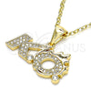 Dije Elegante 05.342.0035 Oro Laminado, con Blanca Zirconia Cubica and Blanca Micro Pave, Pulido, Tono Dorado