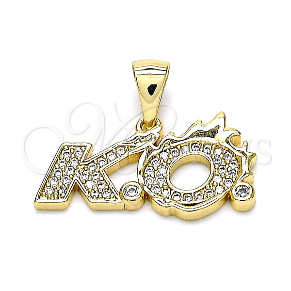 Dije Elegante 05.342.0035 Oro Laminado, con Blanca Zirconia Cubica and Blanca Micro Pave, Pulido, Tono Dorado