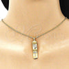 Dije Elegante 05.342.0041 Oro Laminado, Diseño de Corazón y Cruz, con Blanca Micro Pave, Pulido, Tono Dorado