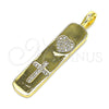 Dije Elegante 05.342.0041 Oro Laminado, Diseño de Corazón y Cruz, con Blanca Micro Pave, Pulido, Tono Dorado