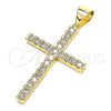 Dije Religioso 05.342.0042 Oro Laminado, Diseño de Cruz, con Blanca Zirconia Cubica, Pulido, Tono Dorado