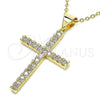 Dije Religioso 05.342.0042 Oro Laminado, Diseño de Cruz, con Blanca Zirconia Cubica, Pulido, Tono Dorado