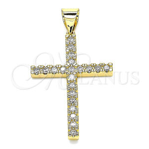 Dije Religioso 05.342.0042 Oro Laminado, Diseño de Cruz, con Blanca Zirconia Cubica, Pulido, Tono Dorado