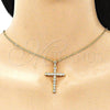 Dije Religioso 05.342.0043 Oro Laminado, Diseño de Cruz, con Blanca Zirconia Cubica, Pulido, Tono Dorado
