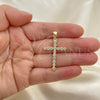 Dije Religioso 05.342.0043 Oro Laminado, Diseño de Cruz, con Blanca Zirconia Cubica, Pulido, Tono Dorado