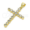 Dije Religioso 05.342.0043 Oro Laminado, Diseño de Cruz, con Blanca Zirconia Cubica, Pulido, Tono Dorado
