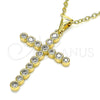 Dije Religioso 05.342.0043 Oro Laminado, Diseño de Cruz, con Blanca Zirconia Cubica, Pulido, Tono Dorado