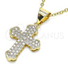 Dije Religioso 05.342.0049 Oro Laminado, Diseño de Cruz, con Blanca Micro Pave, Pulido, Tono Dorado