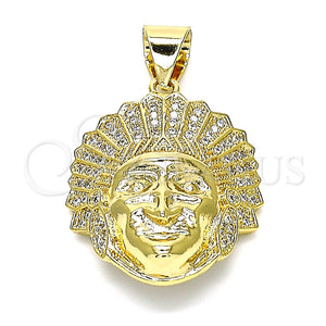 Dije Elegante 05.342.0052 Oro Laminado, con Blanca Micro Pave, Pulido, Tono Dorado