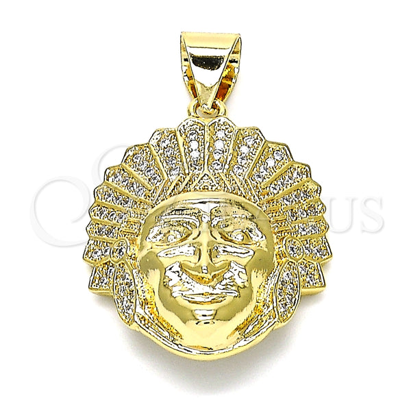 Dije Elegante 05.342.0052 Oro Laminado, con Blanca Micro Pave, Pulido, Tono Dorado