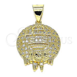 Dije Elegante 05.342.0053 Oro Laminado, Diseño de Dinero, con Blanca Micro Pave, Pulido, Tono Dorado