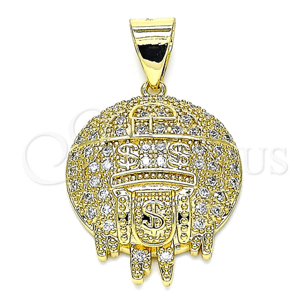 Dije Elegante 05.342.0053 Oro Laminado, Diseño de Dinero, con Blanca Micro Pave, Pulido, Tono Dorado