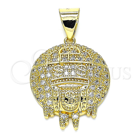 Dije Elegante 05.342.0053 Oro Laminado, Diseño de Dinero, con Blanca Micro Pave, Pulido, Tono Dorado