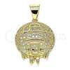 Dije Elegante 05.342.0053 Oro Laminado, Diseño de Dinero, con Blanca Micro Pave, Pulido, Tono Dorado