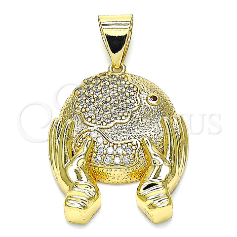 Dije Elegante 05.342.0054 Oro Laminado, con Blanca and Granate Micro Pave, Pulido, Tono Dorado