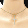 Dije Religioso 05.342.0056 Oro Laminado, Diseño de Cruz, con Blanca Micro Pave, Pulido, Tono Dorado