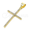 Dije Religioso 05.342.0056 Oro Laminado, Diseño de Cruz, con Blanca Micro Pave, Pulido, Tono Dorado