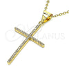 Dije Religioso 05.342.0056 Oro Laminado, Diseño de Cruz, con Blanca Micro Pave, Pulido, Tono Dorado