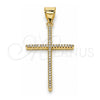 Dije Religioso 05.342.0056 Oro Laminado, Diseño de Cruz, con Micro Pave Blanca, Pulido, Tono Dorado