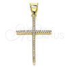 Dije Religioso 05.342.0056 Oro Laminado, Diseño de Cruz, con Blanca Micro Pave, Pulido, Tono Dorado