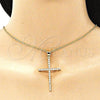 Dije Religioso 05.342.0057 Oro Laminado, Diseño de Cruz, con Blanca Micro Pave, Pulido, Tono Dorado