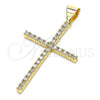Dije Religioso 05.342.0057 Oro Laminado, Diseño de Cruz, con Blanca Micro Pave, Pulido, Tono Dorado