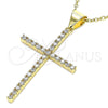 Dije Religioso 05.342.0057 Oro Laminado, Diseño de Cruz, con Blanca Micro Pave, Pulido, Tono Dorado