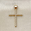 Dije Religioso 05.342.0057 Oro Laminado, Diseño de Cruz, con Blanca Micro Pave, Pulido, Tono Dorado