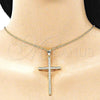 Dije Religioso 05.342.0058 Oro Laminado, Diseño de Cruz, con Blanca Micro Pave, Pulido, Tono Dorado
