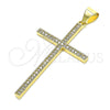 Dije Religioso 05.342.0058 Oro Laminado, Diseño de Cruz, con Blanca Micro Pave, Pulido, Tono Dorado