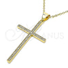 Dije Religioso 05.342.0058 Oro Laminado, Diseño de Cruz, con Blanca Micro Pave, Pulido, Tono Dorado