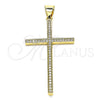 Dije Religioso 05.342.0058 Oro Laminado, Diseño de Cruz, con Blanca Micro Pave, Pulido, Tono Dorado