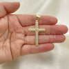 Dije Religioso 05.342.0063 Oro Laminado, Diseño de Cruz, con Blanca Micro Pave, Pulido, Tono Dorado