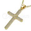 Dije Religioso 05.342.0063 Oro Laminado, Diseño de Cruz, con Blanca Micro Pave, Pulido, Tono Dorado