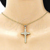 Dije Religioso 05.342.0064 Oro Laminado, Diseño de Cruz, con Blanca Micro Pave, Pulido, Tono Dorado