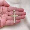 Dije Religioso 05.342.0064 Oro Laminado, Diseño de Cruz, con Blanca Micro Pave, Pulido, Tono Dorado