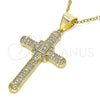 Dije Religioso 05.342.0064 Oro Laminado, Diseño de Cruz, con Blanca Micro Pave, Pulido, Tono Dorado