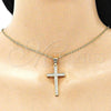 Dije Religioso 05.342.0065 Oro Laminado, Diseño de Cruz, con Blanca Micro Pave, Pulido, Tono Dorado