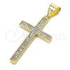 Dije Religioso 05.342.0065 Oro Laminado, Diseño de Cruz, con Blanca Micro Pave, Pulido, Tono Dorado