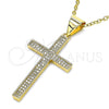 Dije Religioso 05.342.0065 Oro Laminado, Diseño de Cruz, con Blanca Micro Pave, Pulido, Tono Dorado