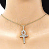 Dije Religioso 05.342.0066 Oro Laminado, Diseño de Cruz, con Blanca Zirconia Cubica, Pulido, Tono Dorado