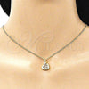 Juego de Arete y Dije de Adulto 10.199.0155.1 Oro Laminado, Diseño de Corazón, con Granate and Blanca Micro Pave, Pulido, Tono Dorado