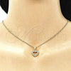 Juego de Arete y Dije de Adulto 10.199.0156.1 Oro Laminado, Diseño de Corazón, con Granate and Blanca Micro Pave, Pulido, Tono Dorado