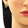 Juego de Arete y Dije de Adulto 10.199.0156.1 Oro Laminado, Diseño de Corazón, con Granate and Blanca Micro Pave, Pulido, Tono Dorado
