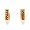 Argolla Huggie 02.210.0635.1.15 Oro Laminado, con Granate Zirconia Cubica, Pulido, Tono Dorado