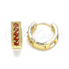 Argolla Huggie 02.210.0635.1.15 Oro Laminado, con Granate Zirconia Cubica, Pulido, Tono Dorado