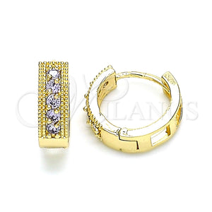 Argolla Huggie 02.210.0635.3.15 Oro Laminado, con Amatista Zirconia Cubica, Pulido, Tono Dorado