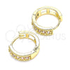 Argolla Huggie 02.210.0635.4.15 Oro Laminado, con Rosado Zirconia Cubica, Pulido, Tono Dorado