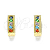Argolla Huggie 02.210.0635.5.15 Oro Laminado, con Multicolor Zirconia Cubica, Pulido, Tono Dorado